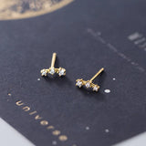 925 Sterling Silver Zircon Star Stud Earrings