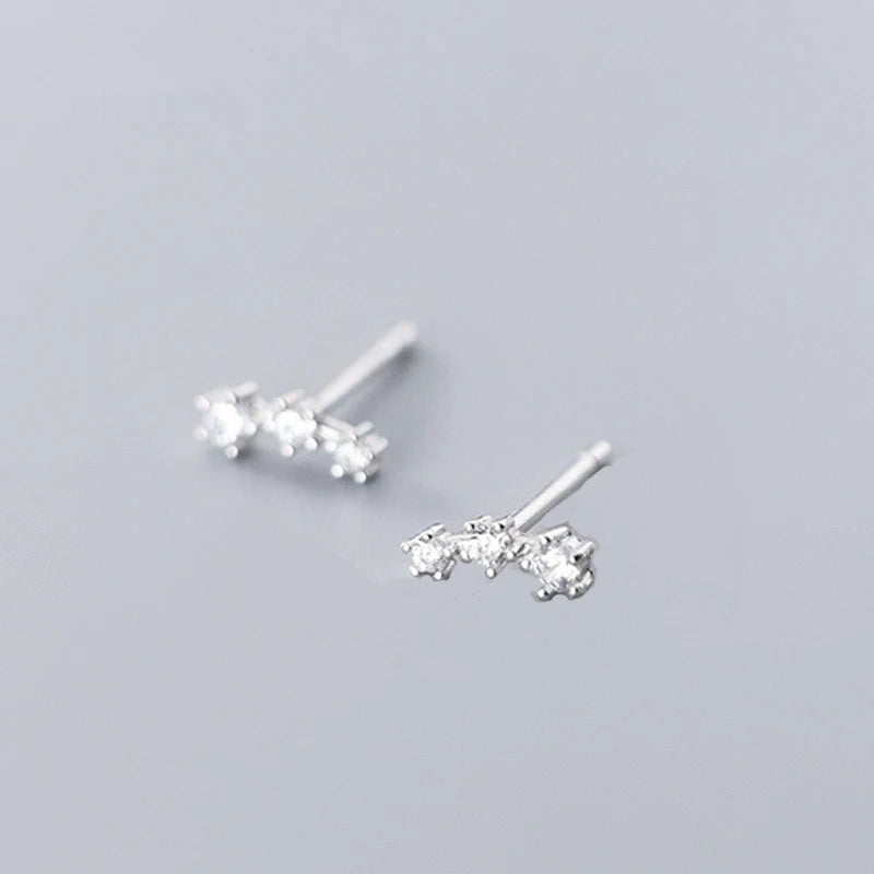 925 Sterling Silver Zircon Star Stud Earrings