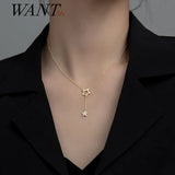 925 Silver Hollow Star Chain Necklace for Women Wedding