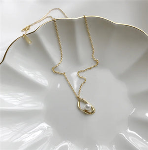 925 Sterling Silver Pearl Chain Choker Necklace for Women