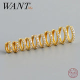 925 Silver Gothic Zircon Hoop Earrings for Women Men