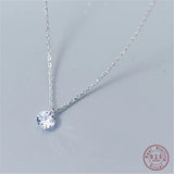 925 Silver Crystal Zircon Pendant Necklace for Women