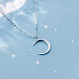 925 Silver Moon Pendant Charm Necklace for Women