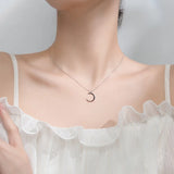 925 Silver Moon Pendant Charm Necklace for Women