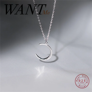 925 Silver Moon Pendant Charm Necklace for Women