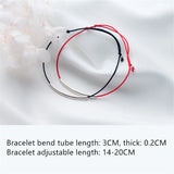 925 Silver Curved Tube Bracelet Red Rope Tibetan Buddhist Bangle