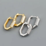 925 Silver Zircon Geometric Ear Buckle, Party Wedding Earring
