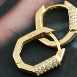 925 Silver Zircon Geometric Ear Buckle, Party Wedding Earring