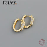 925 Silver Zircon Geometric Ear Buckle, Party Wedding Earring