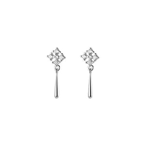 925 Silver Zircon Water Drop Stud Earrings Wedding Jewelry