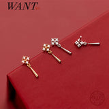 925 Silver Zircon Water Drop Stud Earrings Wedding Jewelry