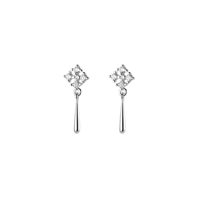 925 Silver Zircon Water Drop Stud Earrings Wedding Jewelry