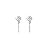 925 Silver Zircon Water Drop Stud Earrings Wedding Jewelry