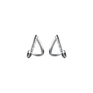 925 Silver Geometric Love Hollow Stud Earrings Women Jewelry