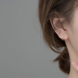 925 Silver Geometric Love Hollow Stud Earrings Women Jewelry