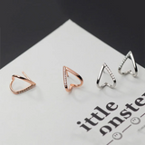 925 Silver Geometric Love Hollow Stud Earrings Women Jewelry