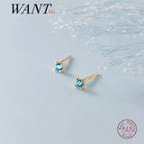 925 Sterling Silver Zircon Mini Stud Earrings Women Teen Students Jewelry