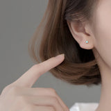 925 Sterling Silver Zircon Mini Stud Earrings Women Teen Students Jewelry
