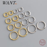 925 Silver Round Ear Buckle Women Punk Hoop Earring