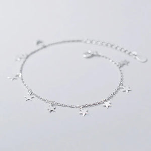 925 Silver Star Dangle Chain Bracelet for Women