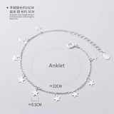 925 Silver Star Dangle Chain Bracelet for Women