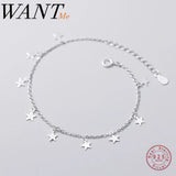 925 Silver Star Dangle Chain Bracelet for Women