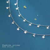 925 Silver Star Dangle Chain Bracelet for Women