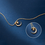 925 Silver Star Moon Charm Necklace for Women