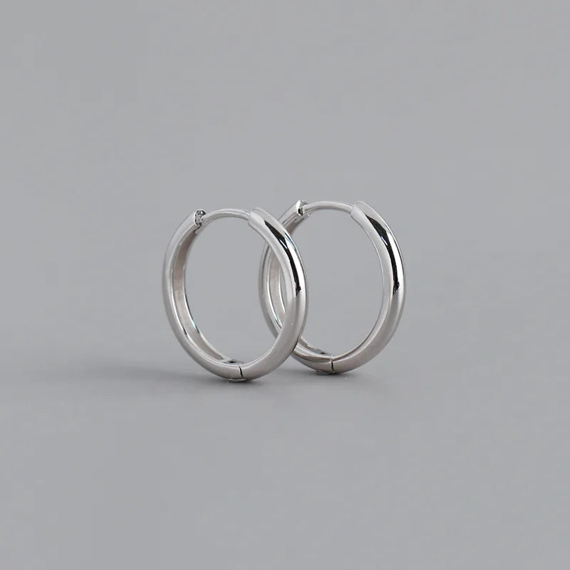 925 Sterling Silver Minimalist Hoop Earrings for Men Women