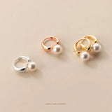 925 Silver Buckle Pearl Stud Earrings Minimalist Wedding Jewelry