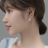 925 Silver Buckle Pearl Stud Earrings Minimalist Wedding Jewelry