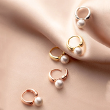 925 Silver Buckle Pearl Stud Earrings Minimalist Wedding Jewelry