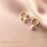 925 Silver Buckle Pearl Stud Earrings Minimalist Wedding Jewelry