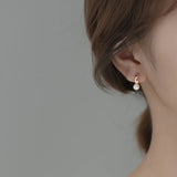 925 Silver Buckle Pearl Stud Earrings Minimalist Wedding Jewelry
