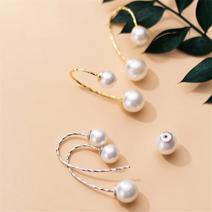 925 Sterling Silver Pearl Line Studs Earrings for Women