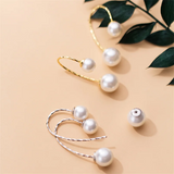 925 Sterling Silver Pearl Line Studs Earrings for Women