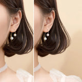 925 Sterling Silver Pearl Line Studs Earrings for Women