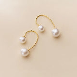 925 Sterling Silver Pearl Line Studs Earrings for Women