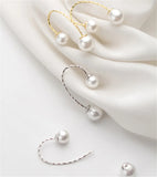925 Sterling Silver Pearl Line Studs Earrings for Women