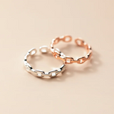 925 Silver Punk Rock Chain Goth Adjustable Finger Couple Ring Women Party