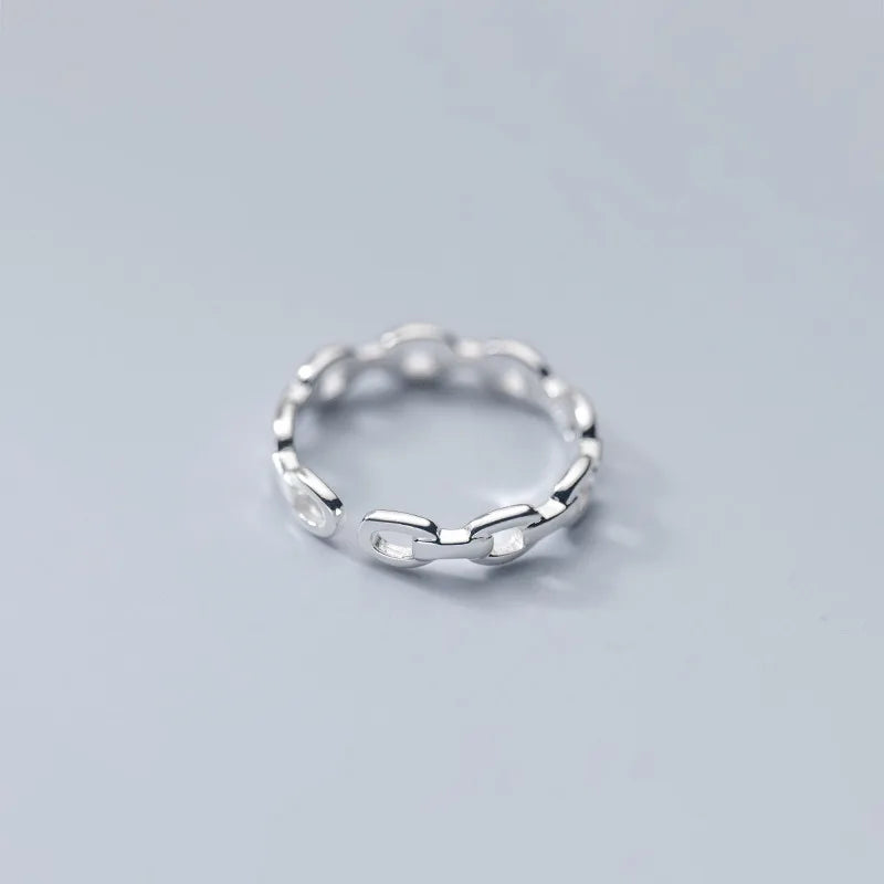 925 Silver Punk Rock Chain Goth Adjustable Finger Couple Ring Women Party
