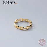 925 Silver Punk Rock Chain Goth Adjustable Finger Couple Ring Women Party