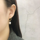 925 Silver Pearl Hanging Stud Earrings Gothic Charming