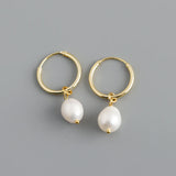 925 Silver Pearl Hanging Stud Earrings Gothic Charming
