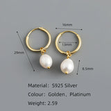 925 Silver Pearl Hanging Stud Earrings Gothic Charming