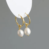 925 Silver Pearl Hanging Stud Earrings Gothic Charming