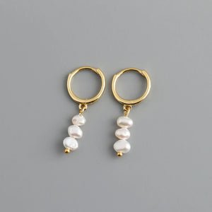 925 Silver Freshwater Pearl Stud Earrings Bohemian Jewelry