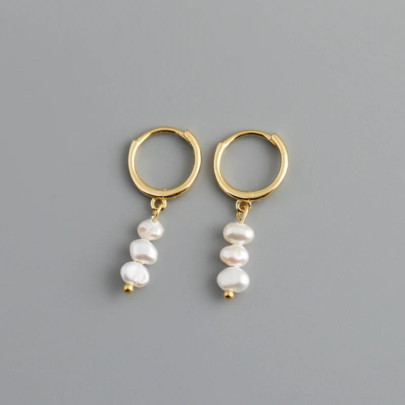 925 Silver Freshwater Pearl Stud Earrings Bohemian Jewelry