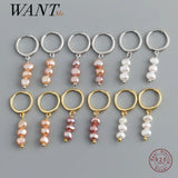 925 Silver Freshwater Pearl Stud Earrings Bohemian Jewelry