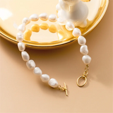 925 Silver Freshwater Baroque Pearl Charm Bracelet for Women